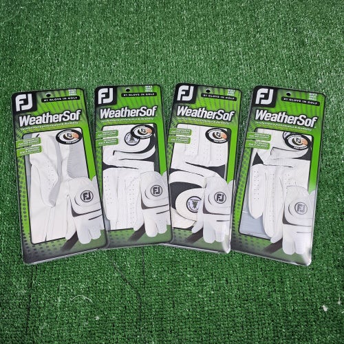 Four Pack (4) New FootJoy WEATHERSOF Golf Gloves Mens Right Hand Small Ball Mark