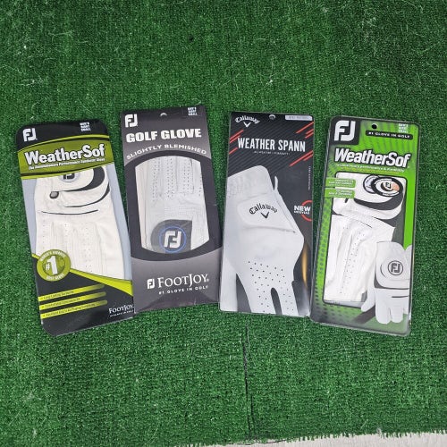Four Pack (4) New FootJoy Weathersof, Callaway Spann Golf Gloves Mens Small, RH