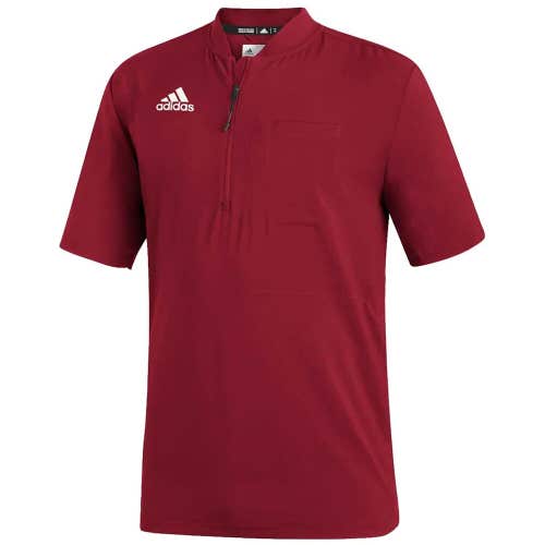 Adidas Mens Under The Lights SS Quarter Zip Size M Red White Shirt NWT