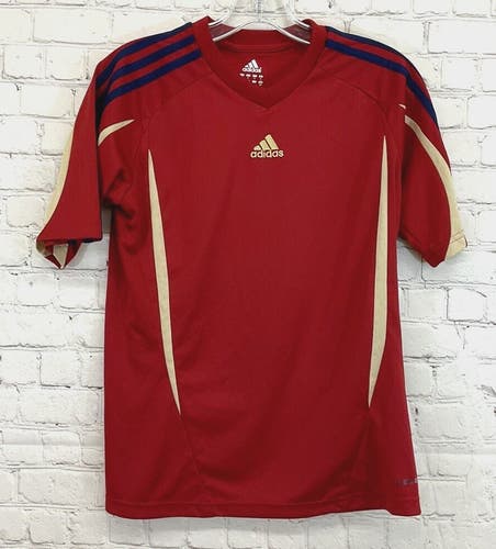 Adidas Adult Unisex O06589 Size Small Red Gold Blue SS Soccer Jersey New