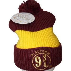 Harry Potter Platform 9 3/4 Beanie Cap - Winter Toque Knit Hat w/ Pom - One Size