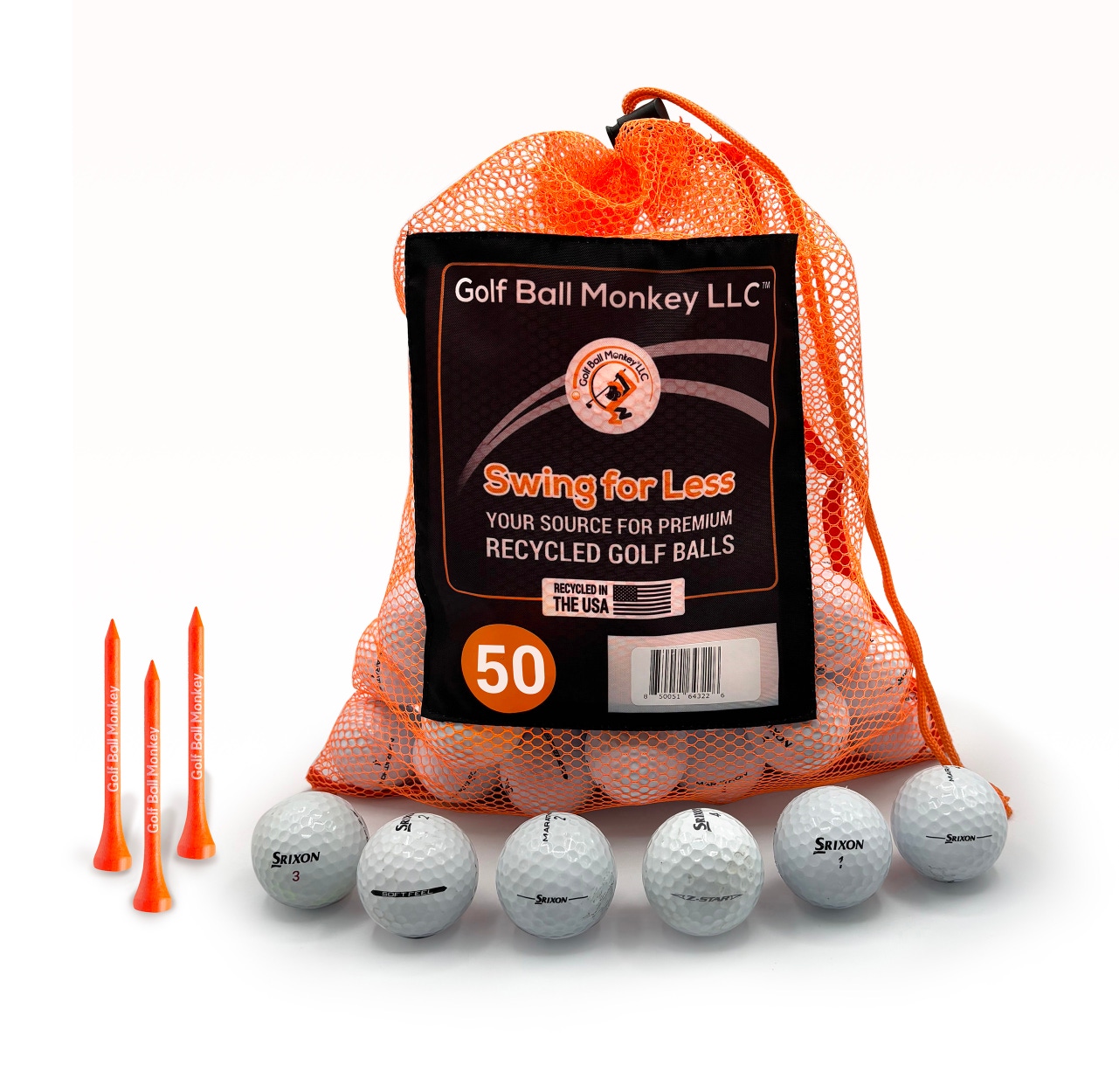 50 Golf Balls - Srixon Mix AAA - Includes Tees and Mesh Bag