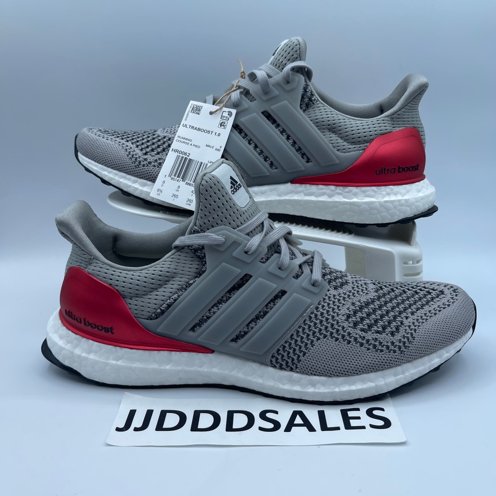 Adidas Ultraboost 1.0 DNA Running Shoes Grey Scarlet HR0062 Men’s Size 8.5 NWT