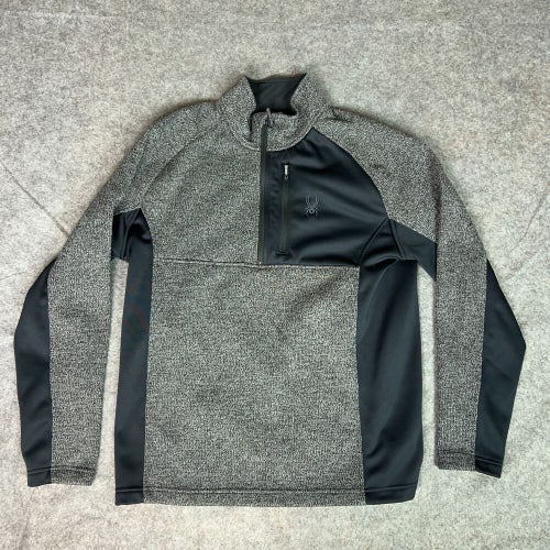 Spyder Mens Sweater Extra Large Gray Black Pullover Logo Sports Outdoor Top