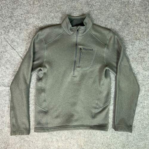 Marmot Mens Sweater Medium Gray Pullover 1/4 Zip Knit Outdoor Gorpcore Logo Top