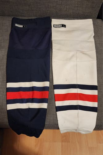 (2 PACK) Used Pro Stock CCM/Reebok Blue Jackets Large Socks