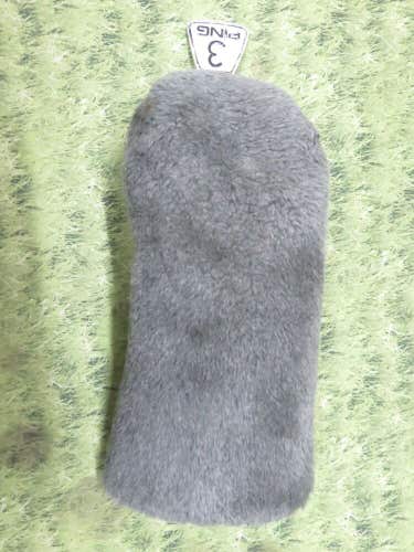 Ping Plush Barrel 3 Fairway Wood Headcover Gray Grey Fuzzy Fur