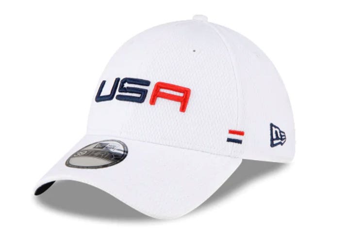 NEW Men's New Era White 2023 Ryder Cup Practice Rounds 39THIRTY Fitted S/M Hat