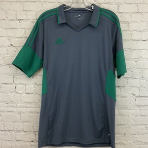 Adidas Mens Climalite F86458 Size M Gray Green SS Collared Soccer Jersey New