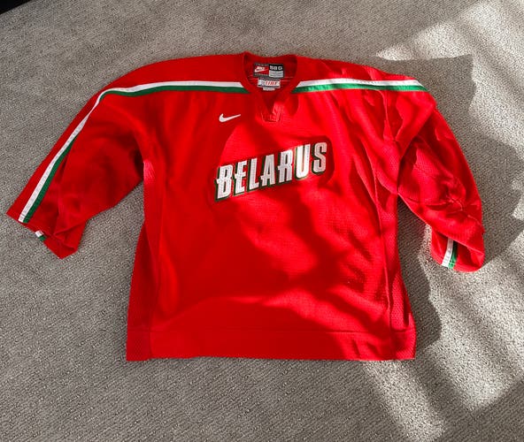 Red Used Size 58 Nike IIHF PRO STOCK Jersey