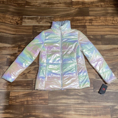 New Balance Puffer Tech Jacket NWT Quilted Iridescent Rainbow Size M - MSRP $119
