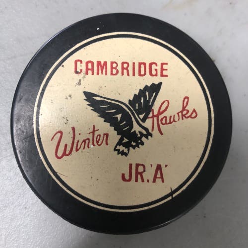 Cambridge Winter Hawks puck (OHA Jr A)