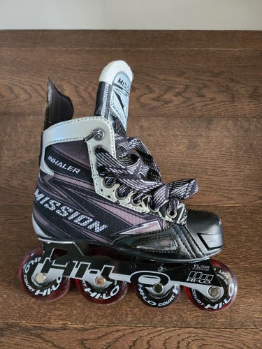Used Mission Inhaler NLS5 Roller Inline Hockey Skates Junior Size 1 - Width E