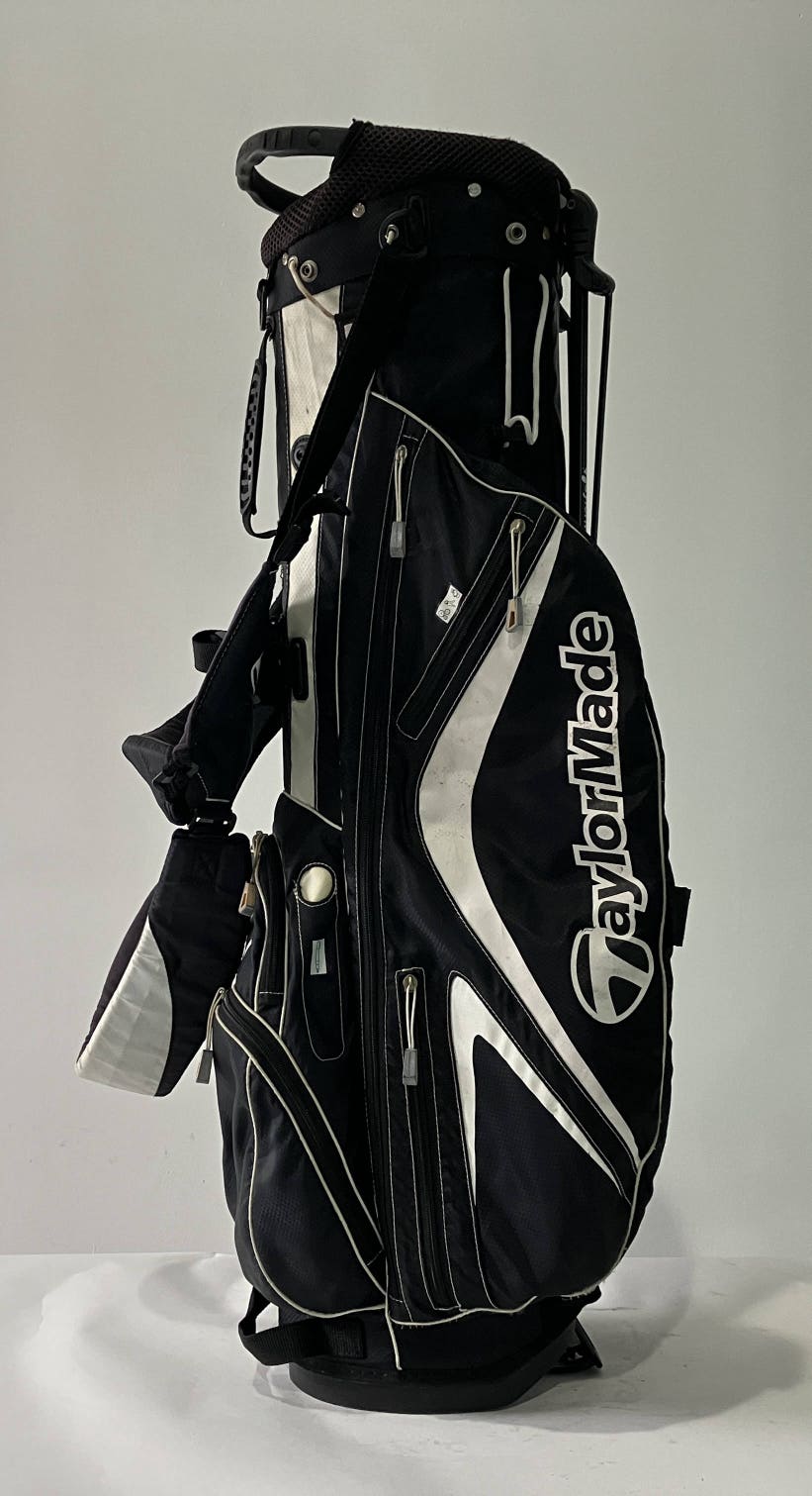 TaylorMade Stand Bag Black White 4-Way Divide Dual Strap Golf Bag