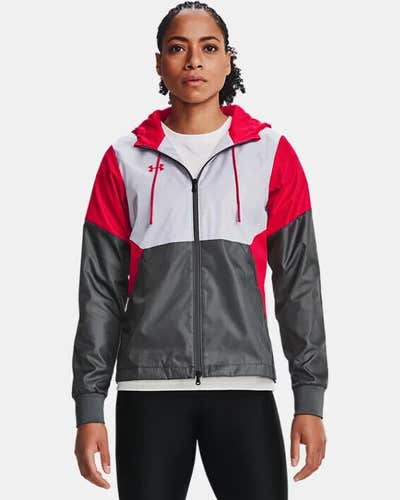 Under Armour Womens Legacy Team Size XS Red Gray Graphite Windbreaker Jacket NWT