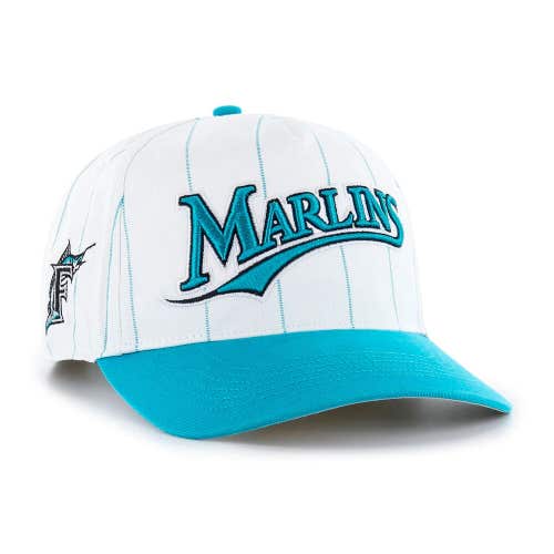 Miami Marlins ’47 Brand Hitch Double Deader Pinstripe Snapback Hat