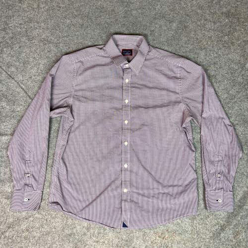Untuckit Mens Shirt Large Purple White Button Front Dress Long Sleeve Formal Top