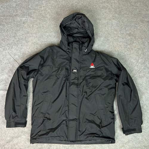 Helly Hansen Men Jacket Medium Black Work Wear Waterproof Winter Hooded Gorpcore