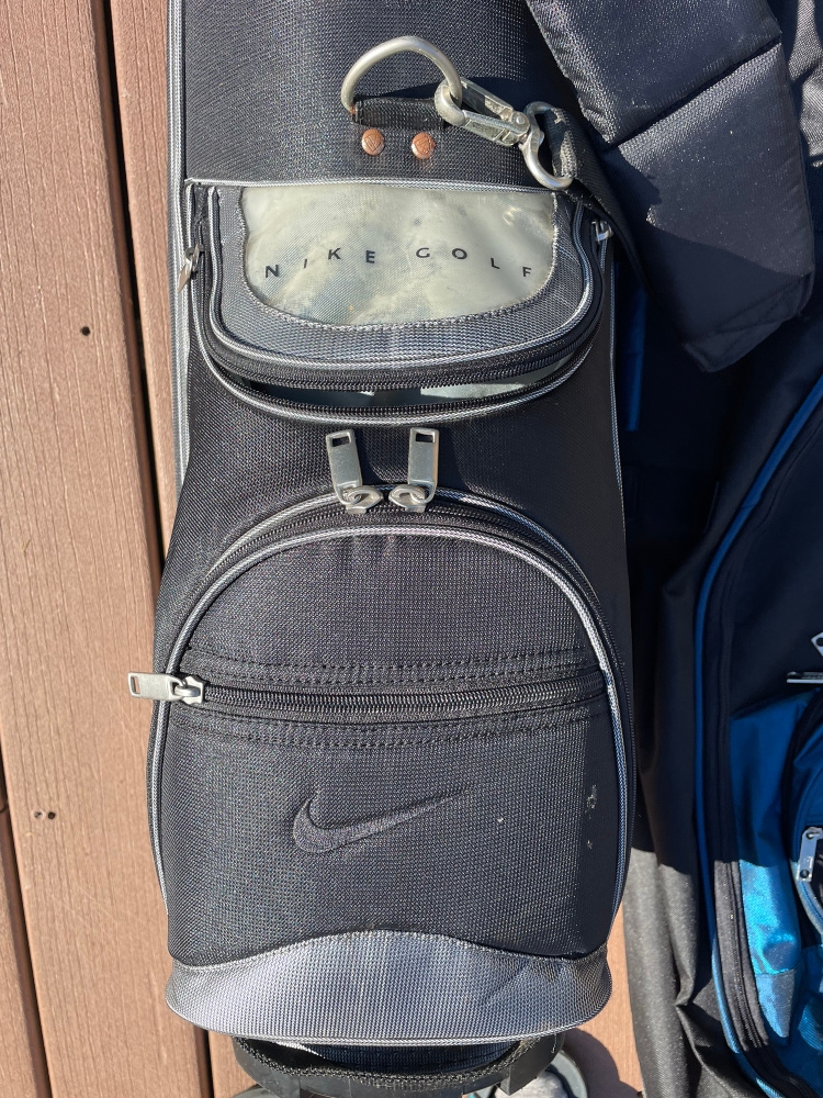 Vintage Nike Gold Standing Cart Bag Black Multiple Dividers Pockets