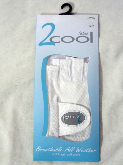 Quality Sports 2 Cool Half Finger Golf Glove (White, LEFT, Ladies) NEW