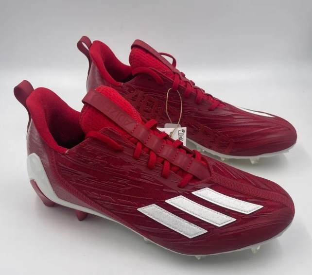 Size 10.5 Men’s Adidas Adizero Power Red / Cloud White Football Cleats