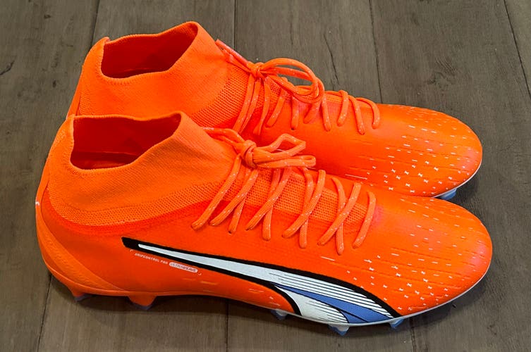 Size 11 Men’s Puma Ultra Pro FG / AG Soccer Cleats Orange White Blue