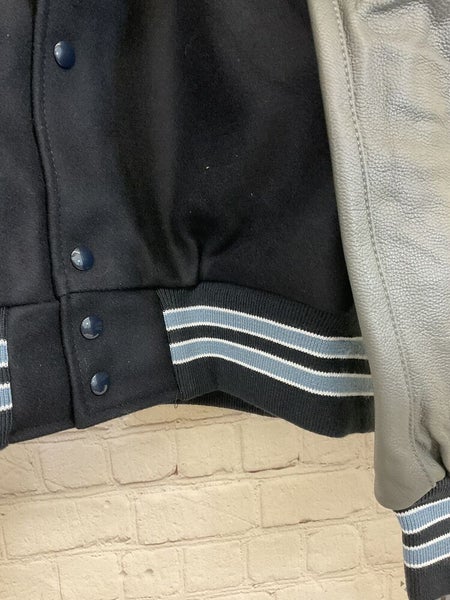 Holloway Adult Mens Original Varsity Size 2XL Navy Gray Light Blue Jacket NWT