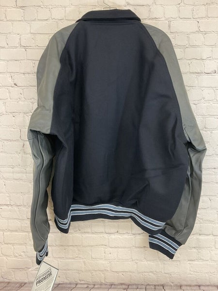 Holloway Adult Mens Original Varsity Size 2XL Navy Gray Light Blue Jacket NWT