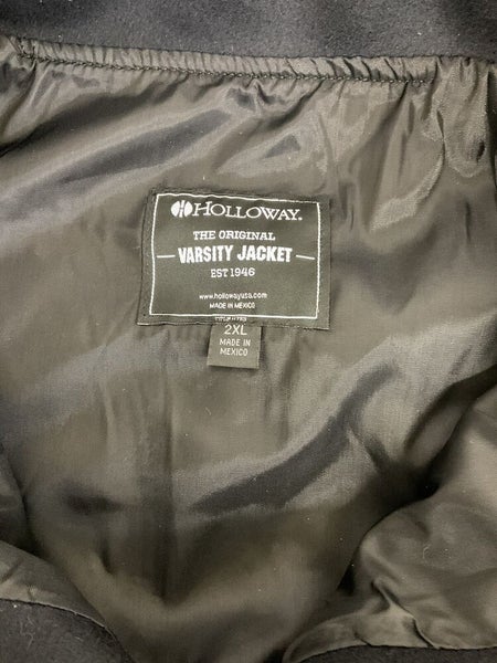 Holloway Adult Mens Original Varsity Size 2XL Navy Gray Light Blue Jacket NWT