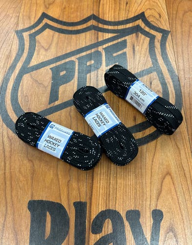 3 Pack - ProGuard Black Hockey Laces-Waxed 120”