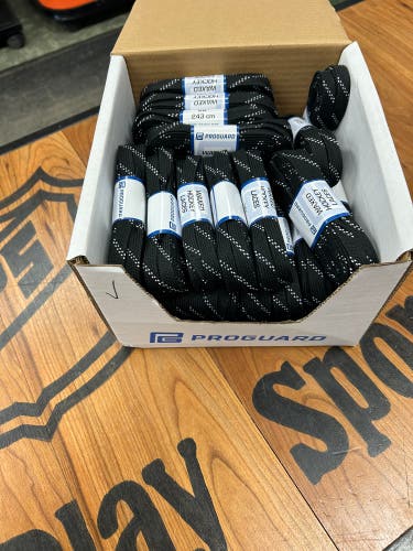 One Box (36 pairs) ProGuard Black Hockey Laces-Waxed 96”