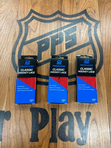 3 Pack - ProGuard Classic Red Hockey Laces-Cloth 72”