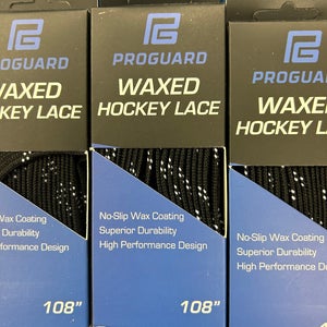 3 Pack - ProGuard Black Hockey Laces-Waxed 108”