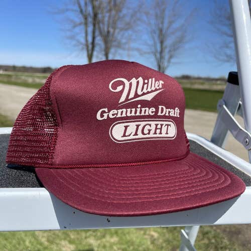Vintage Miller Genuine Draft Light MGD Beer Snapback Mesh Trucker Hat Cap