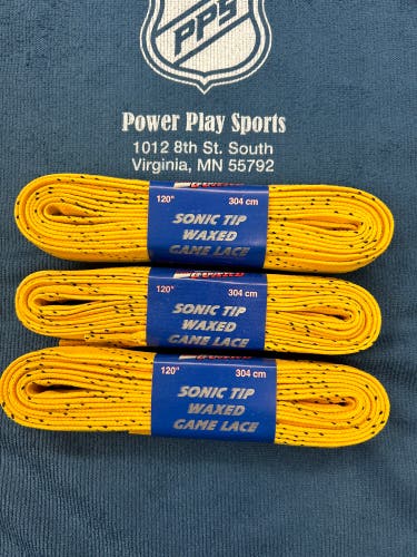 3 Pack - ProGuard Sonic Tip Yellow Hockey Laces-Waxed 120”