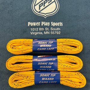 3 Pack - ProGuard Sonic Tip Yellow Hockey Laces-Waxed 108”