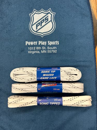 3 Pack - ProGuard Sonic Tip White Hockey Laces-Waxed 84”