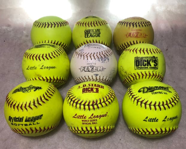 (9) 11" Softballs[ShippedFastToday] Mixed Lots of Brandnames .47/375