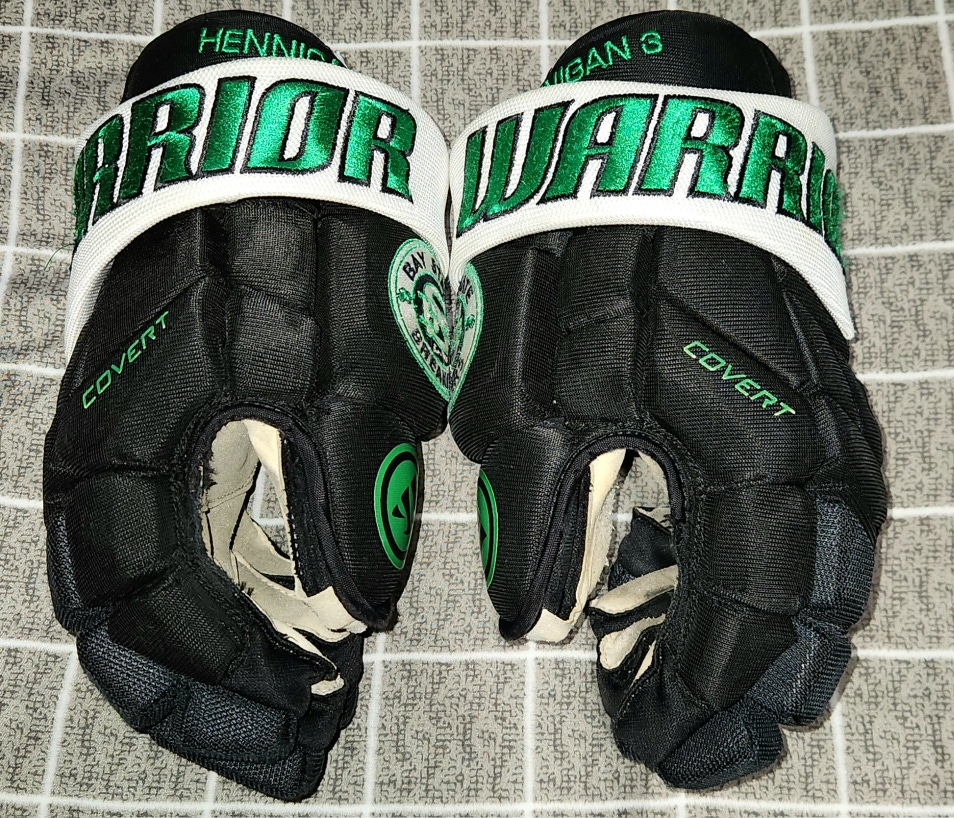 Used Warrior Covert Pro Gloves 14" - Black Green and White