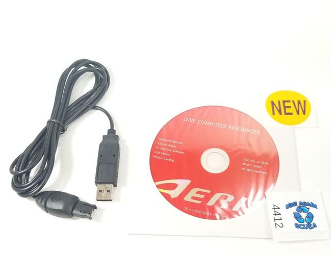 Aeris Dive Computer Data Download Cable USB + Drivers Atmos ai, Elite, T3, XR2