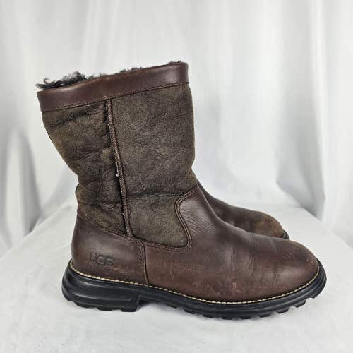 Ugg Brooks 5381 Brown Leather Suede Shearling Lined Boots Women's Size 9
