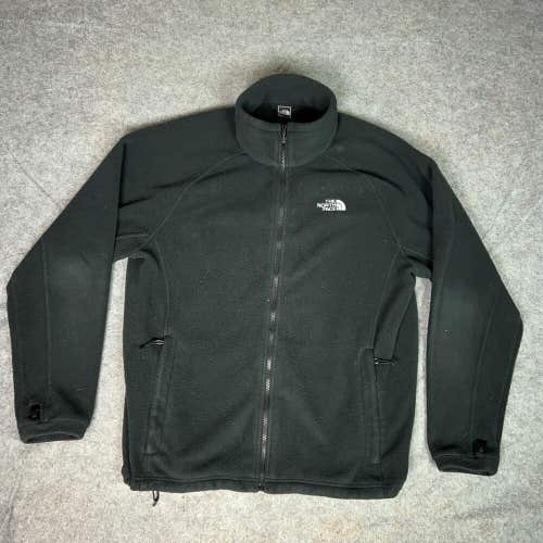 North Face Mens Jacket Extra Large Black White Fleece Outdoor Logo Soft Top