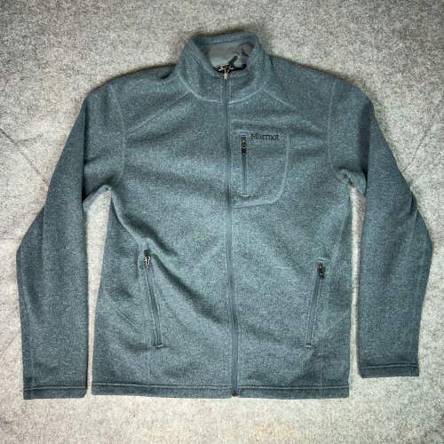 Marmot Mens Jacket Extra Large Gray Sweater Full Zip Outdoor Knit Logo Casual