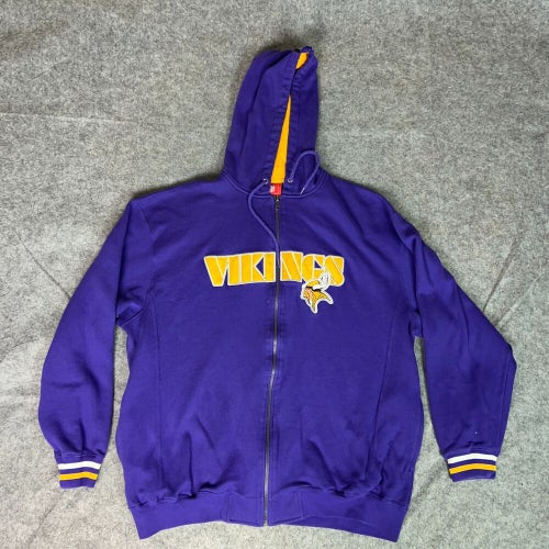 Minnesota Vikings Mens Hoodie Extra Large Purple Gold Sweatshirt Zip Football