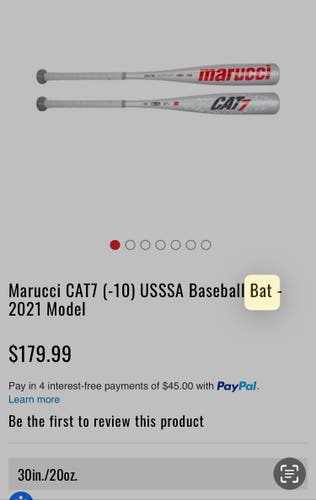 Used 2021 Marucci (-10) 20 oz 30" Bat