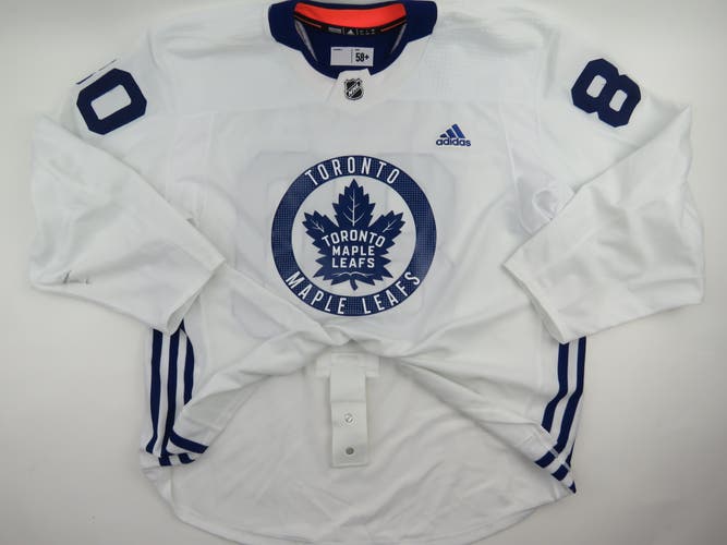 Adidas Toronto Maple Leafs Practice Worn Authentic NHL Hockey Jersey White #80 Size 58+