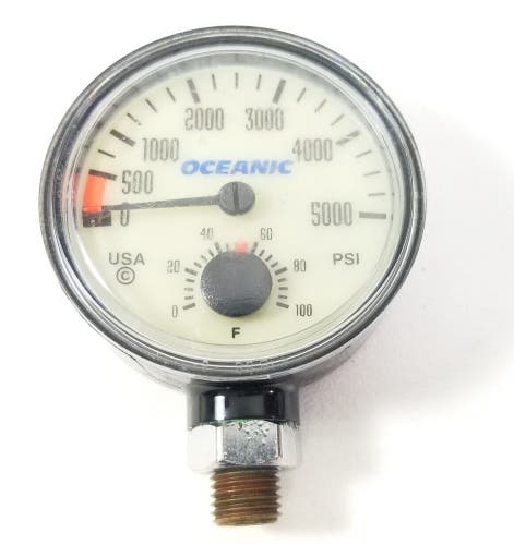Oceanic 5000 PSI SPG Submersible Pressure Gauge + Thermometer 5,000 Scuba  #4249