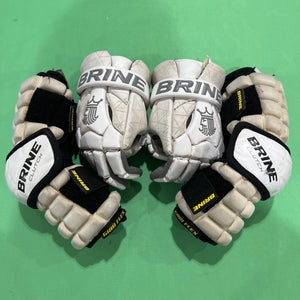 White Used Brine King Superlight III Lacrosse Gloves &  Brine Clutch Elbow Pads