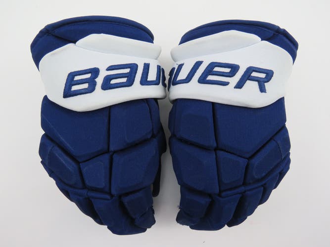 Bauer UltraSonic Toronto Maple Leafs NHL Pro Stock Hockey Player Gloves 14" Blue