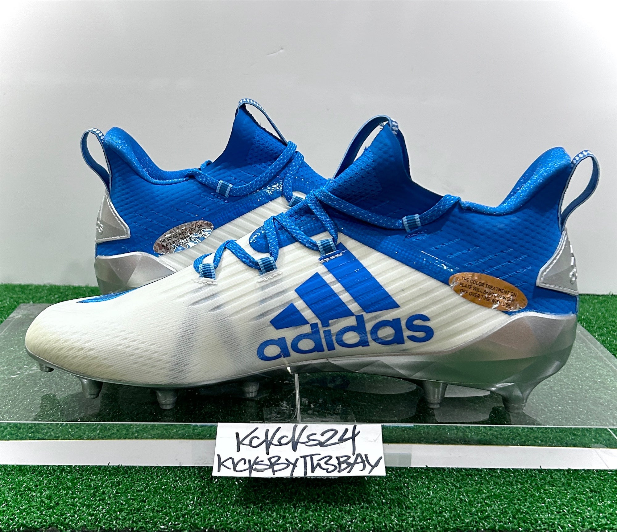 royal blue and white football cleats